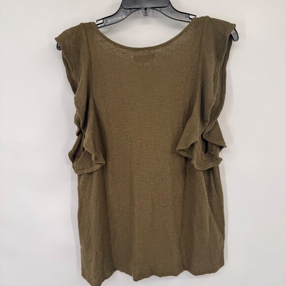 MADEWELL Womens Size Large Olive Green Cotton Ruffle Sleeve Scoop Neck Tank Top - Picture 13 of 14